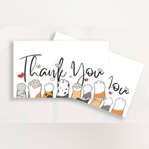 Thank You Cat Paws Card - White. 50 Count, New.